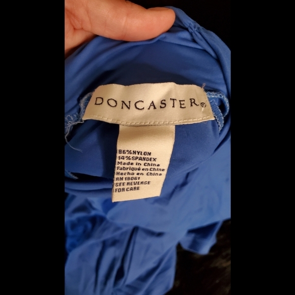 Doncaster Nylon Mock Neck Top Ruched Sleeve - Picture 3 of 5